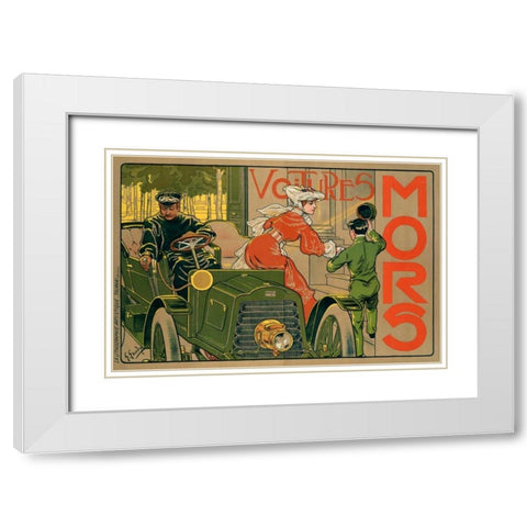 Voitures Mors White Modern Wood Framed Art Print with Double Matting by Gaudy, Georges