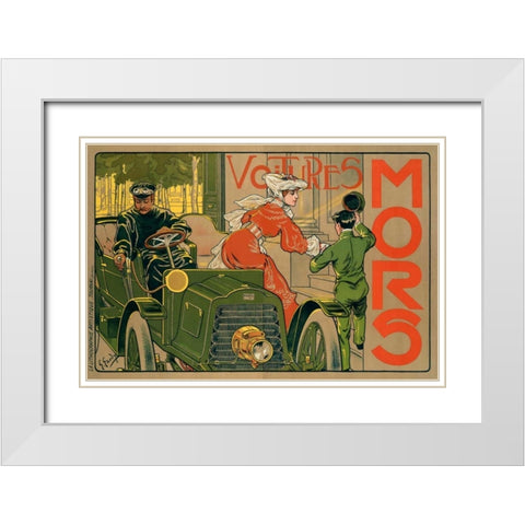 Voitures Mors White Modern Wood Framed Art Print with Double Matting by Gaudy, Georges