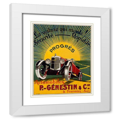 Automobiles P.-Genestin and Cie White Modern Wood Framed Art Print with Double Matting by Lecoq, H. J