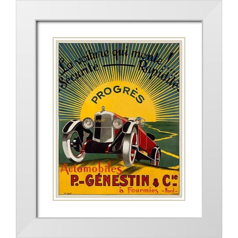 Automobiles P.-Genestin and Cie White Modern Wood Framed Art Print with Double Matting by Lecoq, H. J