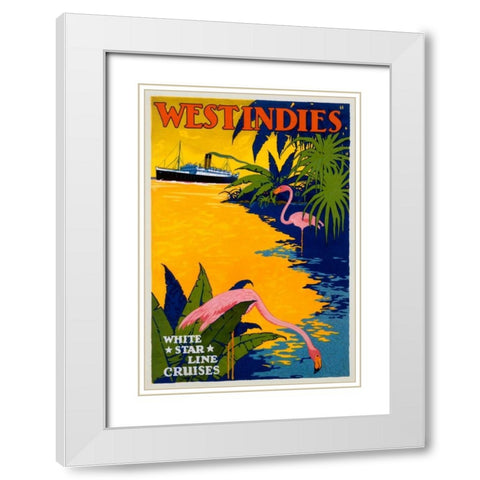 White Star Line/West Indies White Modern Wood Framed Art Print with Double Matting by Unknown
