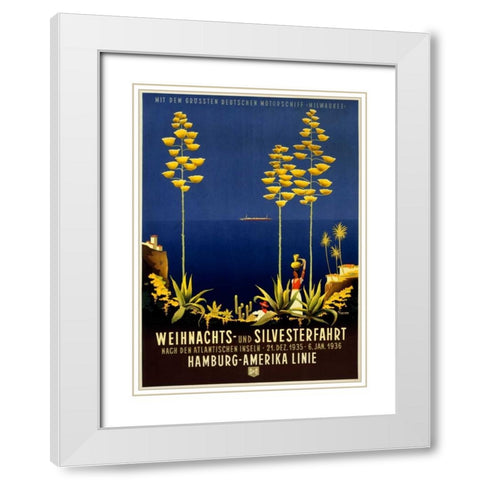 Hamburg-Amerika Linie White Modern Wood Framed Art Print with Double Matting by Anton, Ottomar