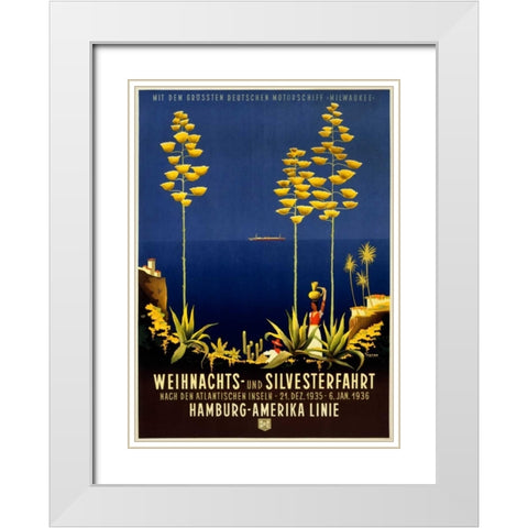 Hamburg-Amerika Linie White Modern Wood Framed Art Print with Double Matting by Anton, Ottomar