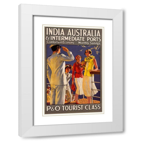 India Australia and Intermediate Ports/P and O White Modern Wood Framed Art Print with Double Matting by Michael