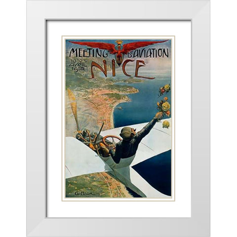 Meeting dâ€™Aviation/Nice White Modern Wood Framed Art Print with Double Matting by Brosse, Charles Leonce