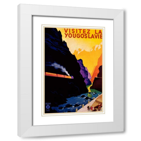 Visit Yugoslavia White Modern Wood Framed Art Print with Double Matting by Unknown