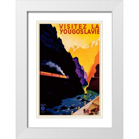 Visit Yugoslavia White Modern Wood Framed Art Print with Double Matting by Unknown
