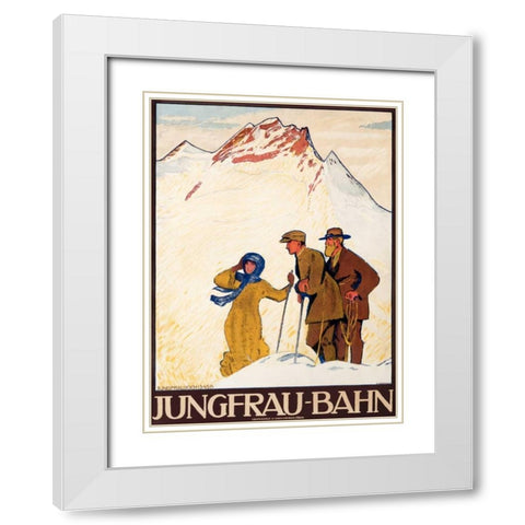 Jungfrau-Bahn White Modern Wood Framed Art Print with Double Matting by Cardinaux, Emil