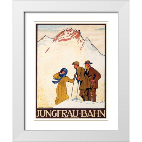 Jungfrau-Bahn White Modern Wood Framed Art Print with Double Matting by Cardinaux, Emil