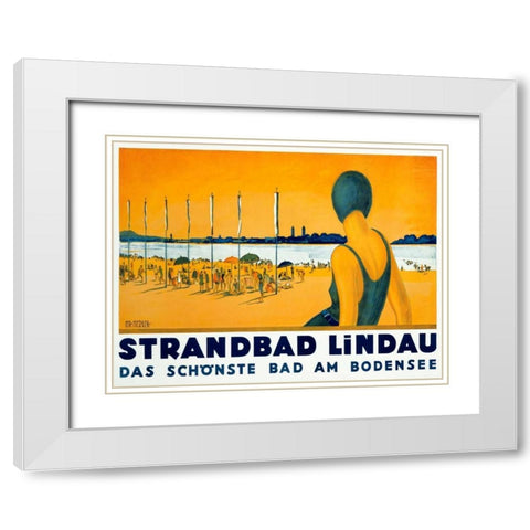 Strandbad Lindau White Modern Wood Framed Art Print with Double Matting by Metzger, Charles