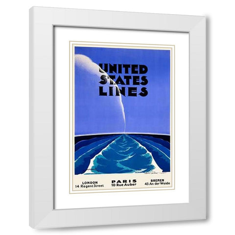 United States Lines White Modern Wood Framed Art Print with Double Matting by Maurus, Edmond