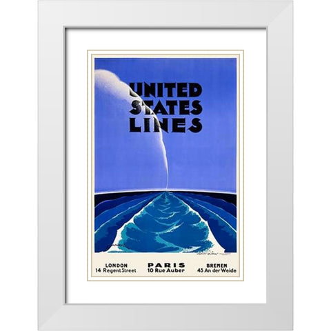 United States Lines White Modern Wood Framed Art Print with Double Matting by Maurus, Edmond