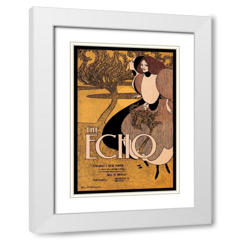 The Echo, 1895 White Modern Wood Framed Art Print with Double Matting by Bradley, William H.