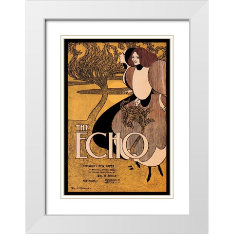 The Echo, 1895 White Modern Wood Framed Art Print with Double Matting by Bradley, William H.