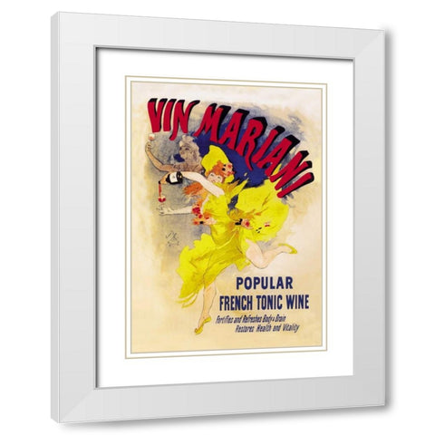 Vin Mariani, 1894 White Modern Wood Framed Art Print with Double Matting by Cheret, Jules