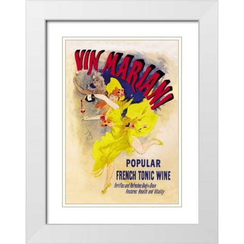 Vin Mariani, 1894 White Modern Wood Framed Art Print with Double Matting by Cheret, Jules