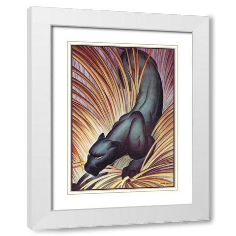 Stalking Panther, 1934 White Modern Wood Framed Art Print with Double Matting by Felton, Major