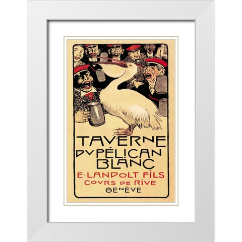 Taverne du Pelican Blanc, 1893 White Modern Wood Framed Art Print with Double Matting by Forestier, Henry-Claudius