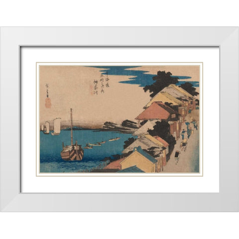 Kanagawa, 1836 White Modern Wood Framed Art Print with Double Matting by Hiroshige, Ando