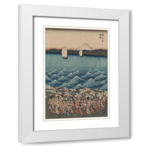 Opening celebration of Benzaiten Shrine at Enoshima in Soshu.  White Modern Wood Framed Art Print with Double Matting by Hiroshige, Ando