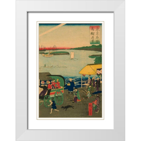 Famous places in Tokyo: real view of Takanawa (Tokyo meisho Takanawa no shinkei) #3, 1870 White Modern Wood Framed Art Print with Double Matting by Hiroshige, Utagawa