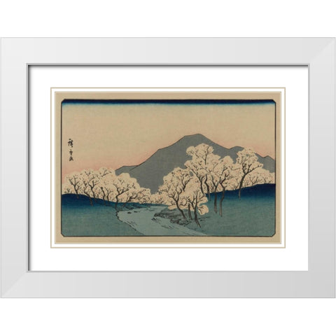 A Grove of Cherry Trees (Sakura namiki zu), 1900 White Modern Wood Framed Art Print with Double Matting by Hiroshige, Ando