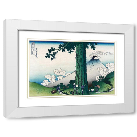 Mishima Pass in Kai Province, 1830 White Modern Wood Framed Art Print with Double Matting by Hokusai