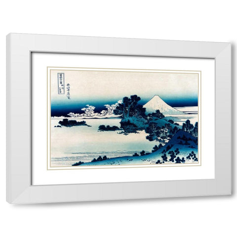 Schichiri Beach in Sagami Province, 1830 White Modern Wood Framed Art Print with Double Matting by Hokusai
