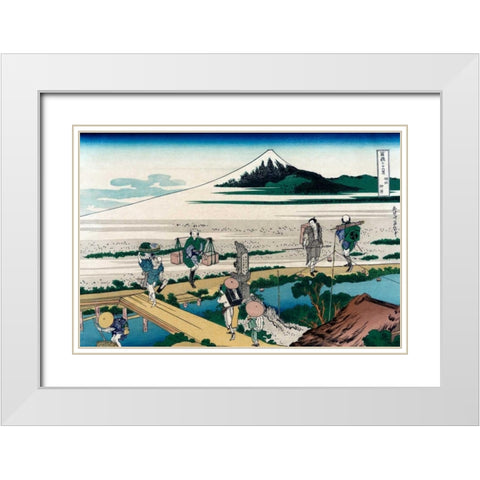 Nakahara in Sagami Province, 1830 White Modern Wood Framed Art Print with Double Matting by Hokusai