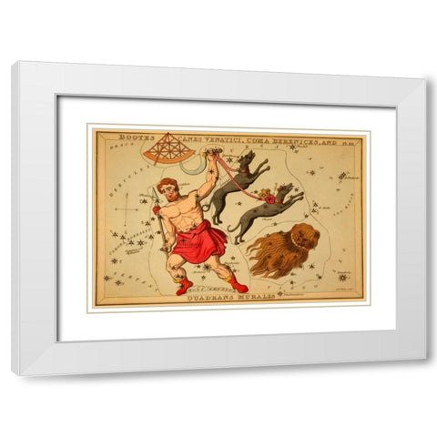 Bootes Canes Venatici, Coma Berenices, and Quadrans Muralis, 1825 White Modern Wood Framed Art Print with Double Matting by Aspin, Jehoshaphat