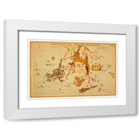 Hercules and Corona Borealis, 1825 White Modern Wood Framed Art Print with Double Matting by Aspin, Jehoshaphat