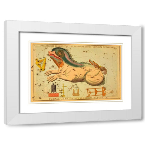 Psalterium Georgii, Fluvius Eridanus, Cetus, Officina Sculptoris, Fornax Chemica, and Machina Electr White Modern Wood Framed Art Print with Double Matting by Aspin, Jehoshaphat