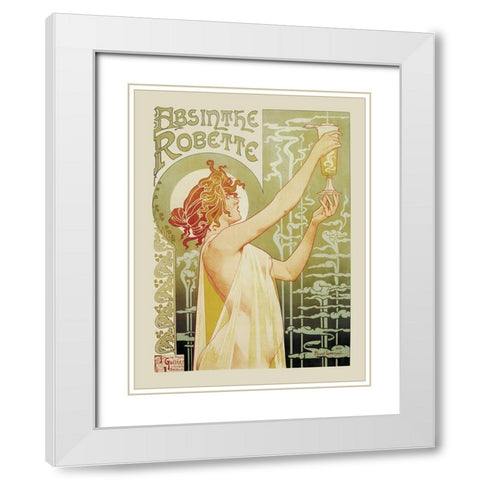 Absinthe Rebette White Modern Wood Framed Art Print with Double Matting by Livemont, Privat