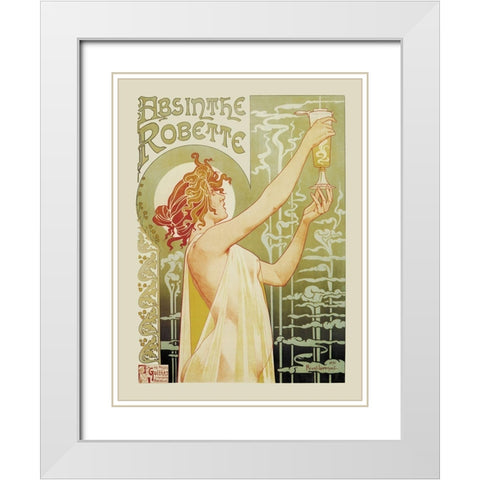 Absinthe Rebette White Modern Wood Framed Art Print with Double Matting by Livemont, Privat