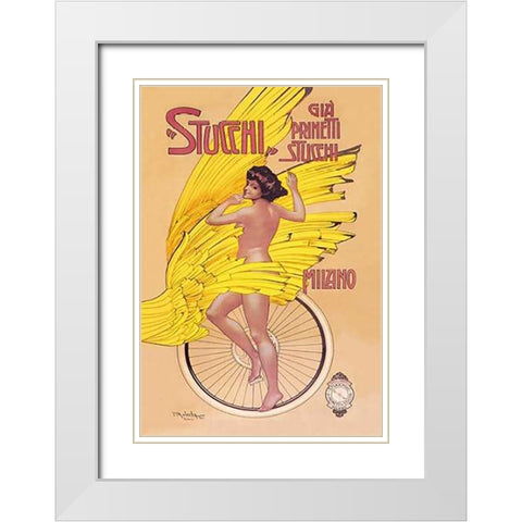 Stucchi Bicycles White Modern Wood Framed Art Print with Double Matting by Malerba, Gian Emilio