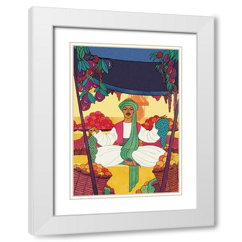 Afghanistan - The Bazaar Fruit-Seller, 1925 White Modern Wood Framed Art Print with Double Matting by McIntosh, Frank