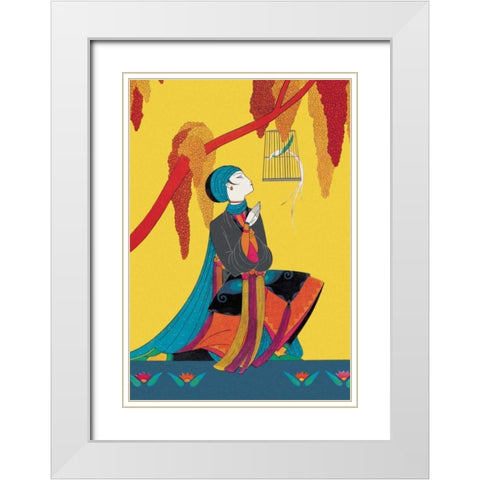 The Talking Bird, 1926 White Modern Wood Framed Art Print with Double Matting by McIntosh, Frank