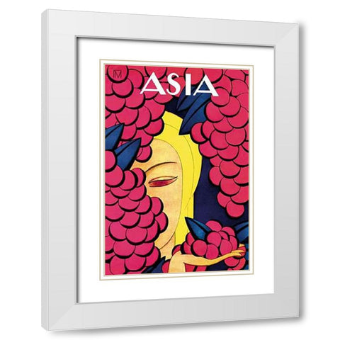 Persian Low Hanging Grapes with Title, 1926 White Modern Wood Framed Art Print with Double Matting by McIntosh, Frank