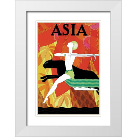 Mowgli and the Black Panther with Title, 1926 White Modern Wood Framed Art Print with Double Matting by McIntosh, Frank