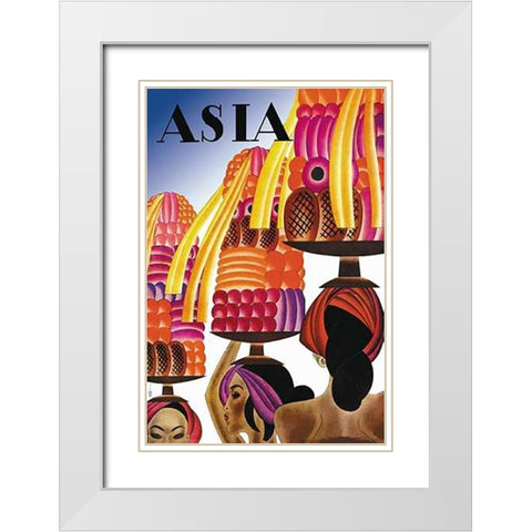 The Balinese Go Templewards with Title, 1931 White Modern Wood Framed Art Print with Double Matting by McIntosh, Frank