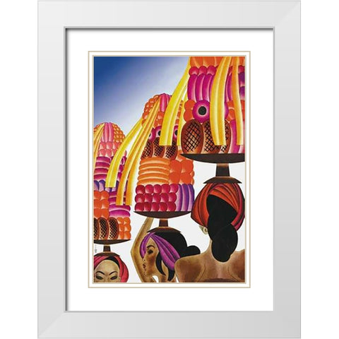The Balinese Go Templewards, 1931 White Modern Wood Framed Art Print with Double Matting by McIntosh, Frank