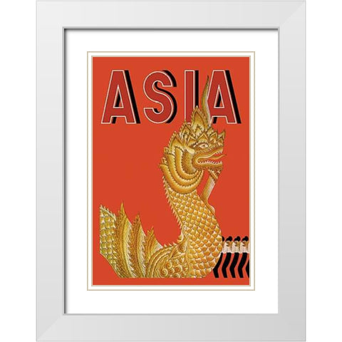Dragon Temple of Siam with Title, 1934 White Modern Wood Framed Art Print with Double Matting by McIntosh, Frank