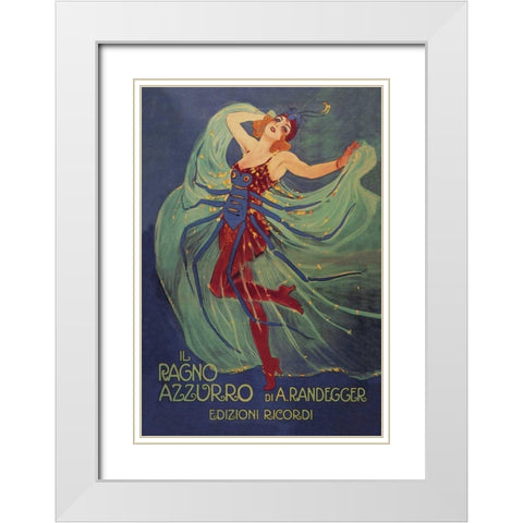 Il Ragno Azzurro (The Blue Spider), 1912 White Modern Wood Framed Art Print with Double Matting by Metlicovitz, Leopoldo