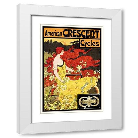 American Crescent Cycles, 1901 White Modern Wood Framed Art Print with Double Matting by Ramsdell, Fred