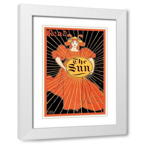 Read the Sun, 1895 White Modern Wood Framed Art Print with Double Matting by Rhead, Louis