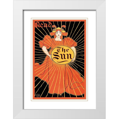 Read the Sun, 1895 White Modern Wood Framed Art Print with Double Matting by Rhead, Louis
