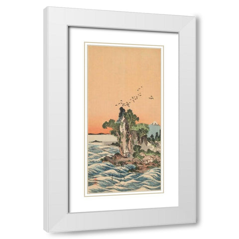 View of Shichirigahama, 1880 White Modern Wood Framed Art Print with Double Matting by Tani, Buncho