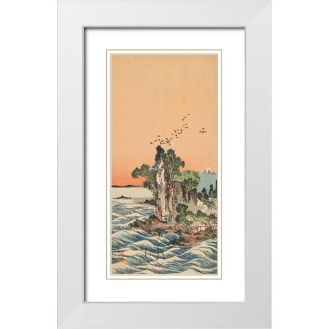 View of Shichirigahama, 1880 White Modern Wood Framed Art Print with Double Matting by Tani, Buncho