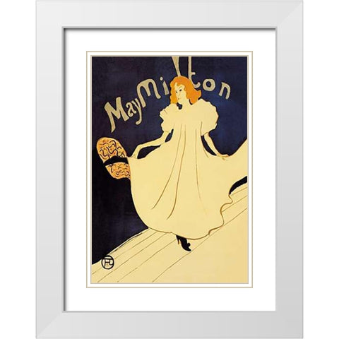 May Milton on Stage White Modern Wood Framed Art Print with Double Matting by Toulouse-Lautrec, Henri