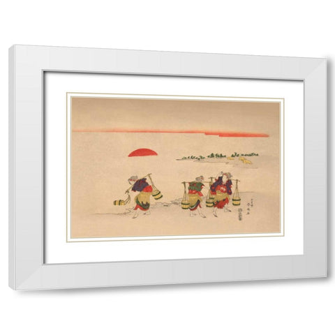 Carrying Water, 1850 White Modern Wood Framed Art Print with Double Matting by Unknown